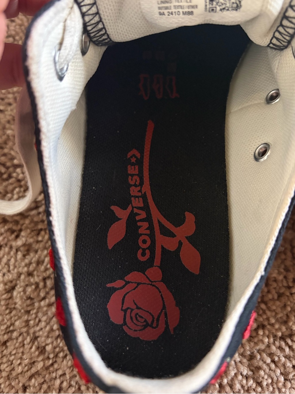 Converse Black Canvas Low-Top Sneakers with Red Heart Embroidery - Picture 10 of 13